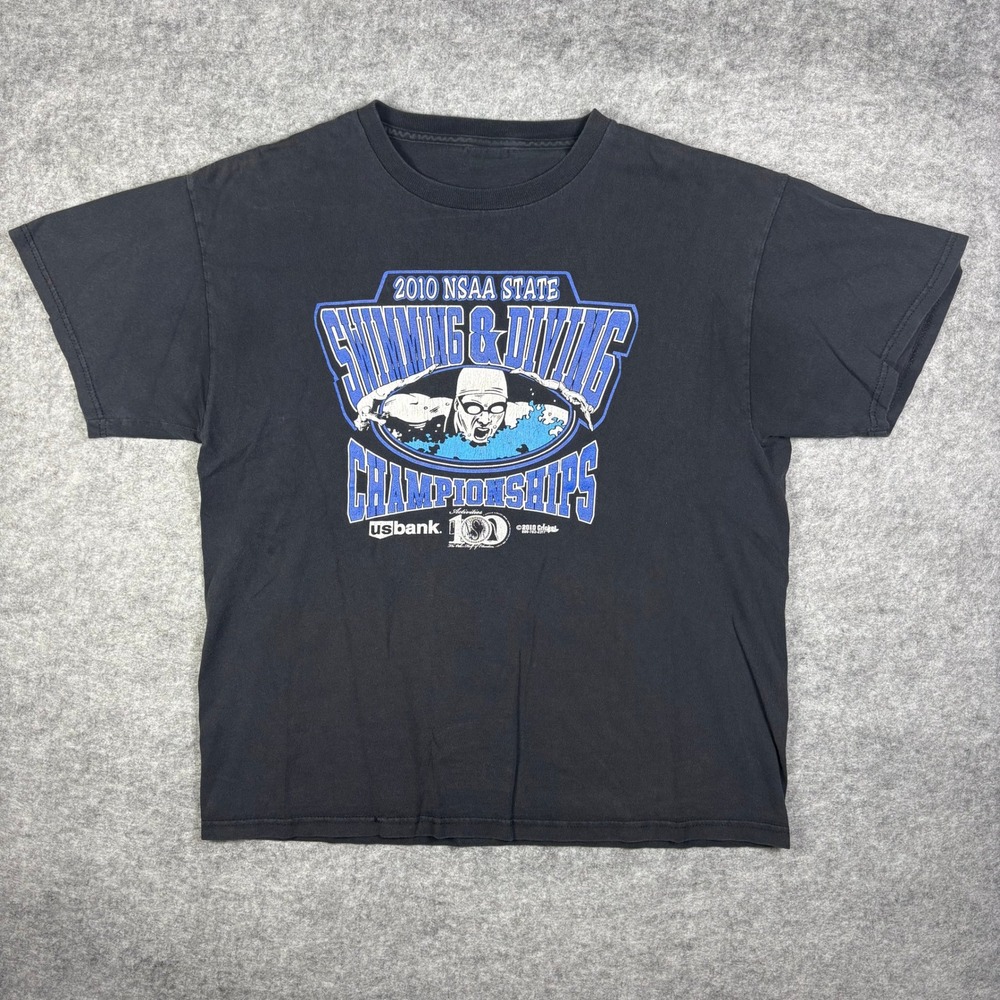 Vintage 2010 NSAA State Swimming & Diving Championships T-Shirt Black XL 22x27‎